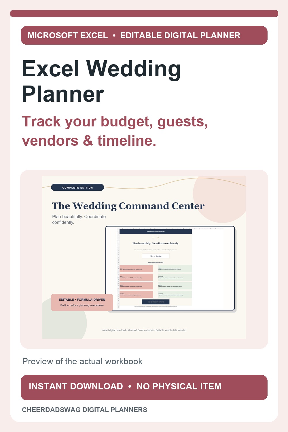 Excel Wedding Planner product preview